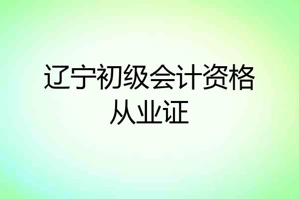 辽宁初级会计资格从业证