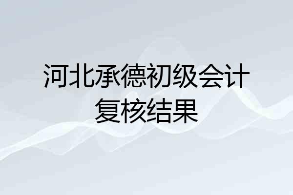 河北承德初级会计复核结果