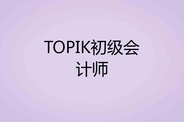 TOPIK初级会计师
