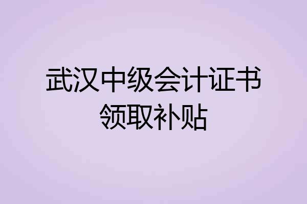 武汉中级会计证书领取补贴