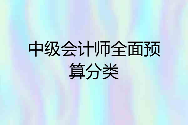 中级会计师全面预算分类