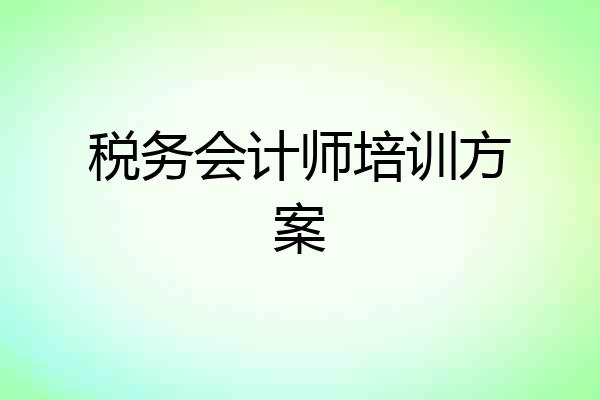 税务会计师培训方案