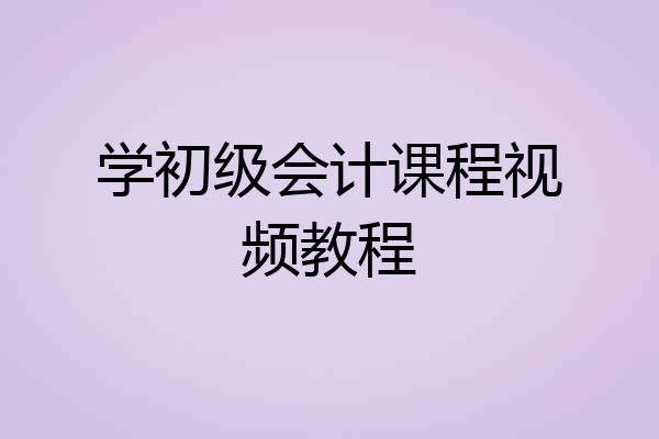 学初级会计课程视频教程