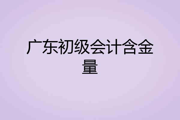广东初级会计含金量