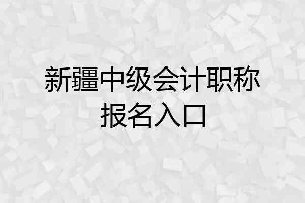 新疆中级会计职称报名入口