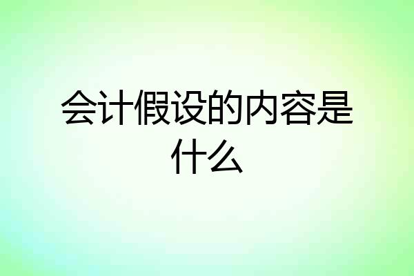 会计假设的内容是什么