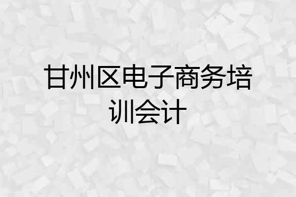 甘州区电子商务培训会计