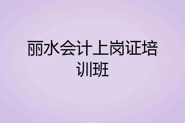 丽水会计上岗证培训班