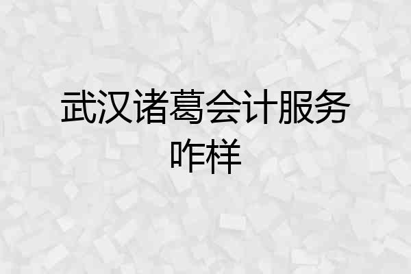 武汉诸葛会计服务咋样