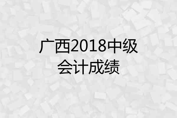 广西2018中级会计成绩