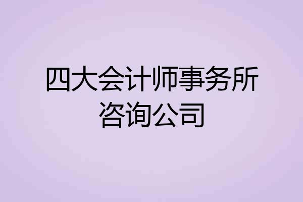 四大会计师事务所咨询公司