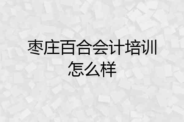 枣庄百合会计培训怎么样