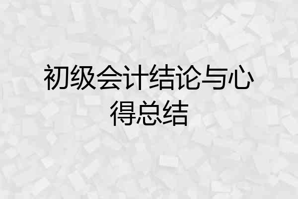 初级会计结论与心得总结