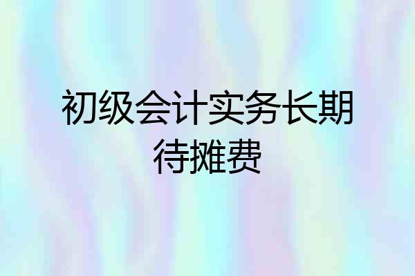 初级会计实务长期待摊费