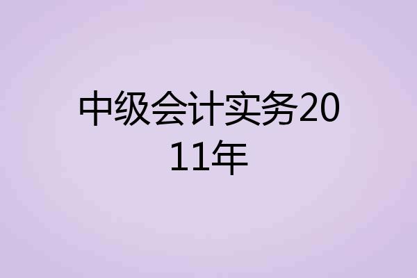 中级会计实务2011年