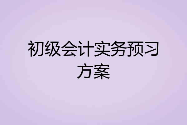 初级会计实务预习方案