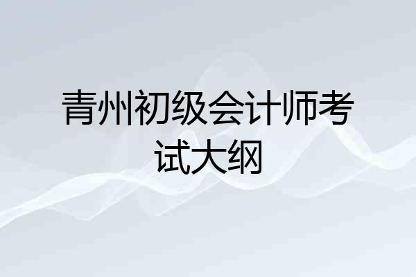 青州初级会计师考试大纲