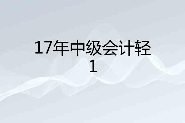 17年中级会计轻1