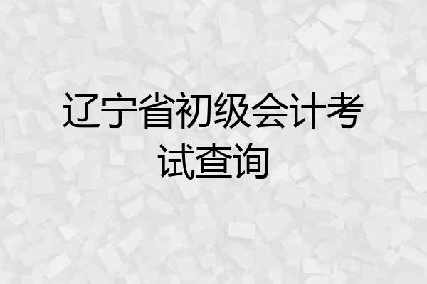 辽宁省初级会计考试查询
