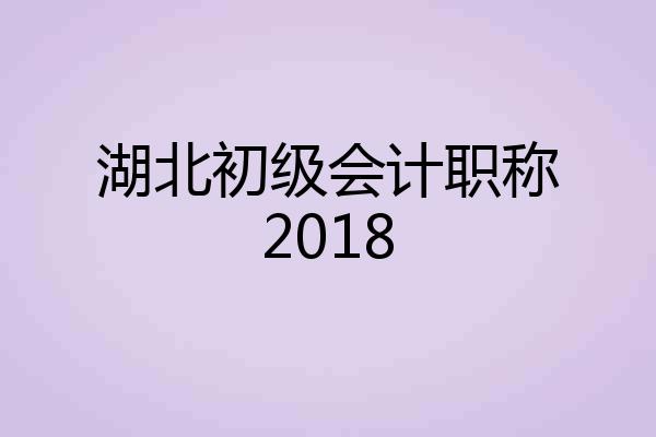 湖北初级会计职称2018