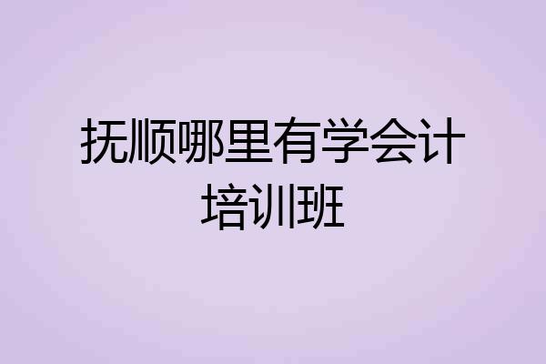 抚顺哪里有学会计培训班