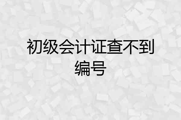 初级会计证查不到编号
