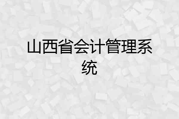 山西省会计管理系统