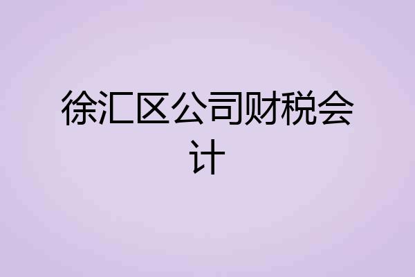 徐汇区公司财税会计