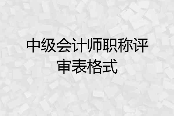 中级会计师职称评审表格式