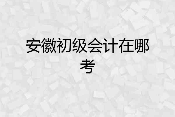 安徽初级会计在哪考