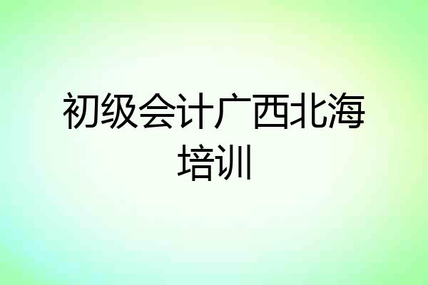 初级会计广西北海培训