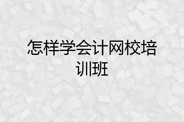 怎样学会计网校培训班