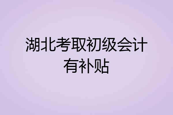湖北考取初级会计有补贴