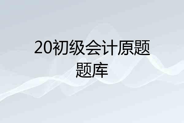 20初级会计原题题库