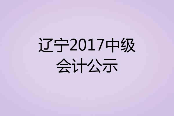 辽宁2017中级会计公示