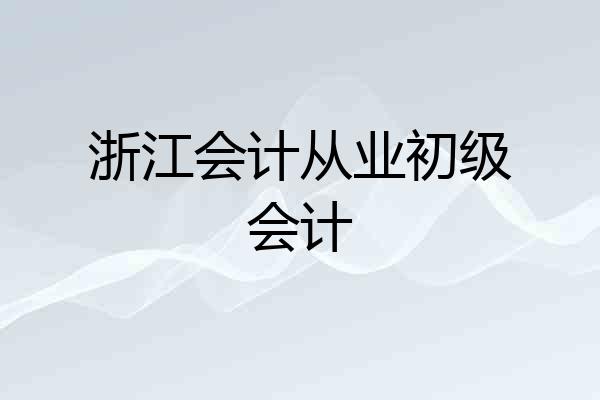 浙江会计从业初级会计