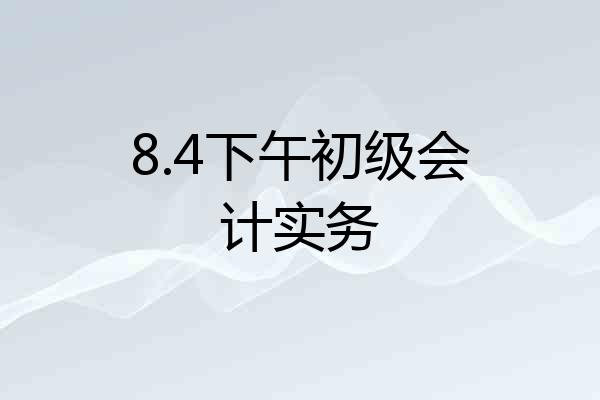 8.4下午初级会计实务