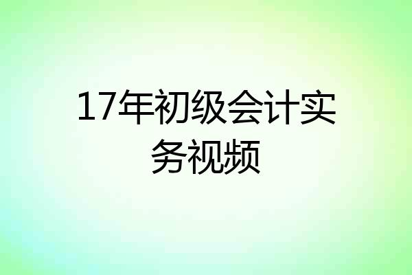 17年初级会计实务视频