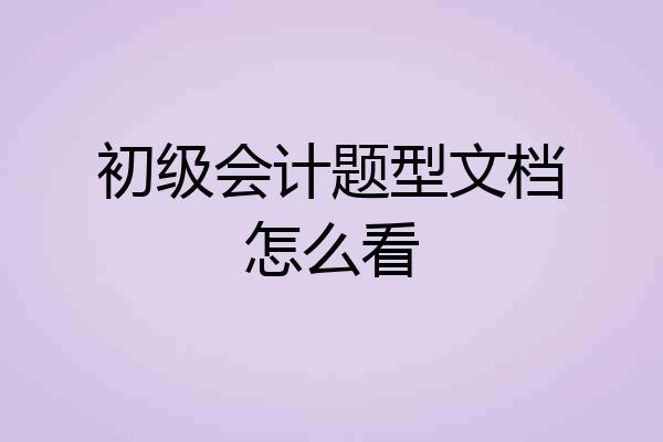 初级会计题型文档怎么看