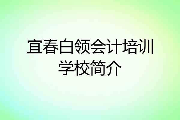宜春白领会计培训学校简介