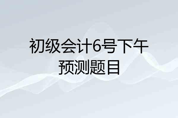 初级会计6号下午预测题目