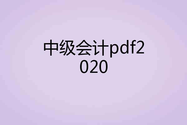 中级会计pdf2020