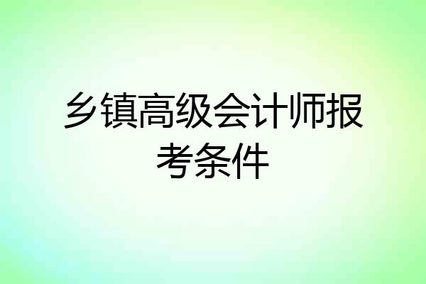 乡镇高级会计师报考条件