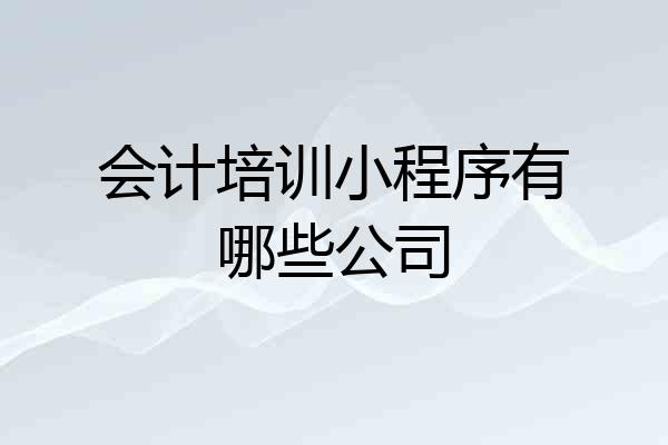 会计培训小程序有哪些公司