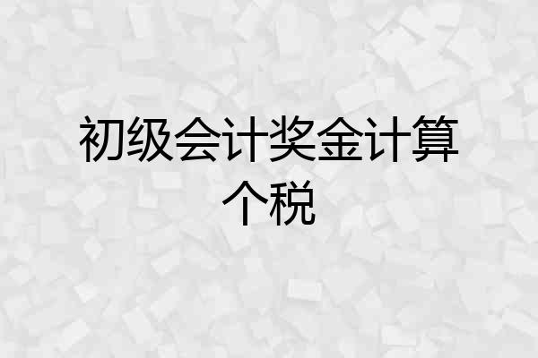 初级会计奖金计算个税