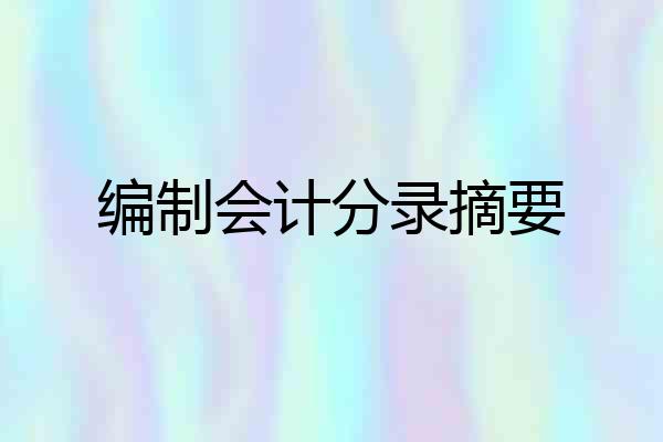 编制会计分录摘要