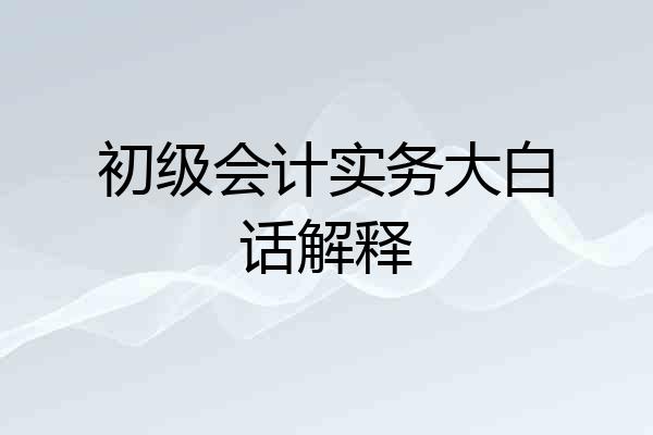 初级会计实务大白话解释