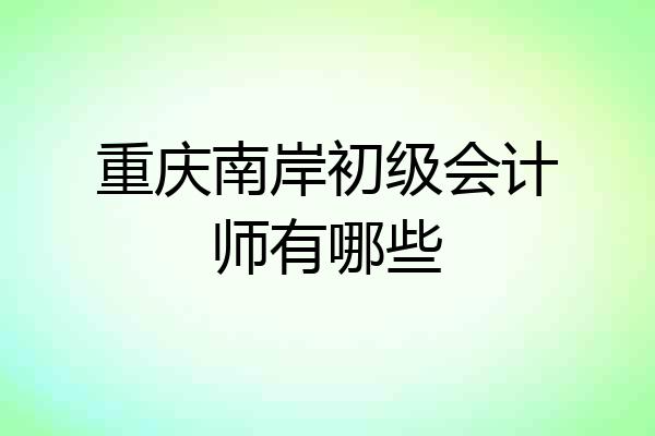 重庆南岸初级会计师有哪些