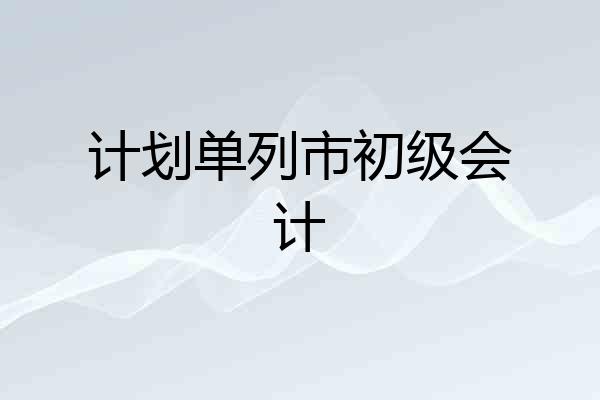 计划单列市初级会计