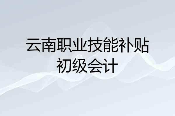 云南职业技能补贴初级会计